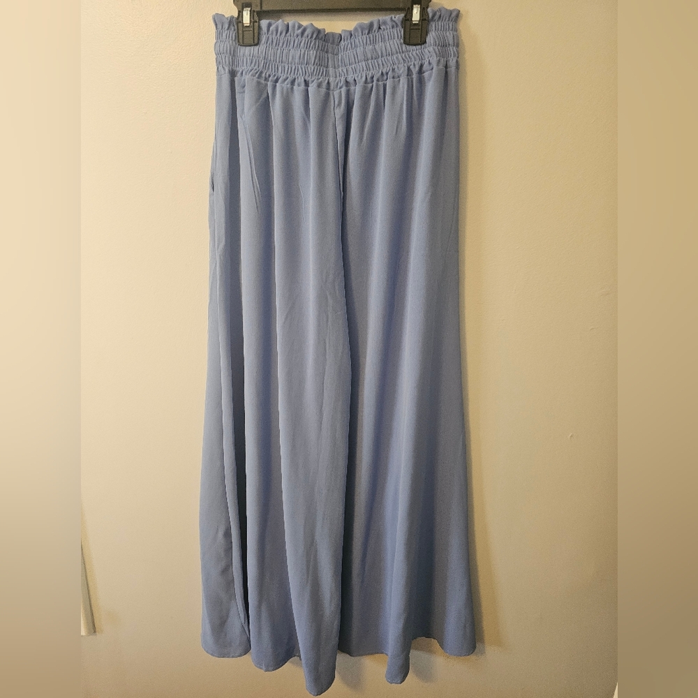Wide Leg Drawstring Palazzo Pants Small Light Blue - Picture 5 of 11